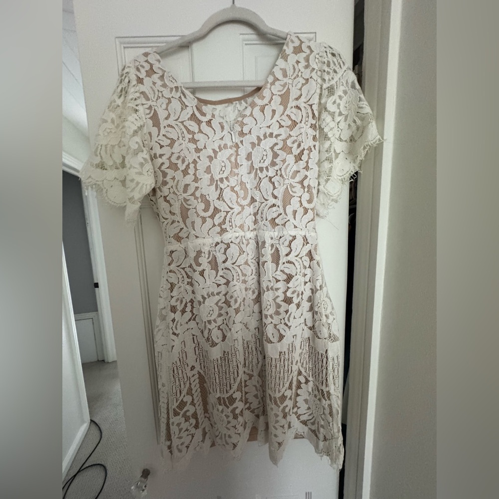 Lulu's Cream Lace Mini Dress